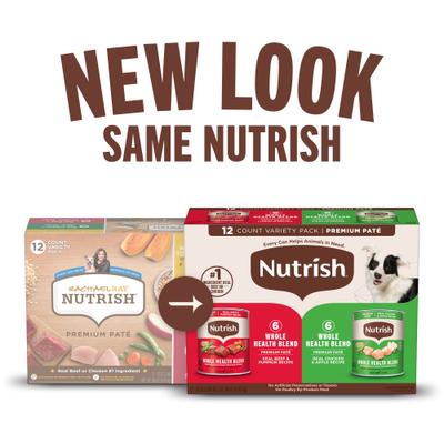 Show full view: Nutrish Premium Pate Variety Pack Wet Dog Food, 13-oz can, case of 12 (Rachael Ray) slide 3 of 13