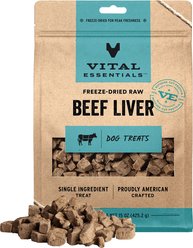 Vital Essentials Beef Liver Freeze-Dried Raw Dog Treats, 15-oz bag