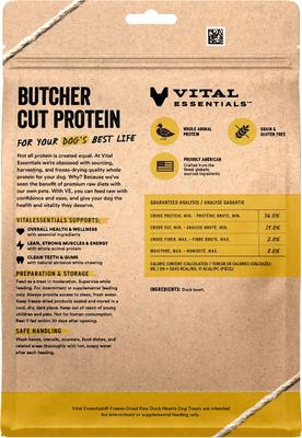 Show full view: Vital Essentials Duck Hearts Grain-Free Freeze-Dried Raw Dog Treats, 10-oz bag slide 3 of 10