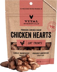 Vital Essentials Chicken Hearts Freeze-Dried Raw Cat Treats, 0.8-oz bag
