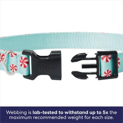 Show full view: Frisco Christmas Peppermint Print Dog Collar with Removable Bow, M: 14 to 20-in neck, 3/4-in wide slide 4 of 10