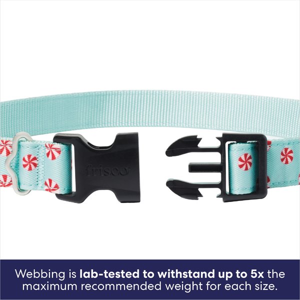 Show full view: Frisco Peppermint Print Dog Collar with Removable Bow, L/XL: 18 to 26-in neck, 1-in wide slide 4 of 10