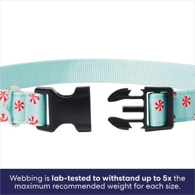 Show full view: Frisco Christmas Peppermint Print Dog Collar with Removable Bow, L/XL: 18 to 26-in neck, 1-in wide slide 4 of 10