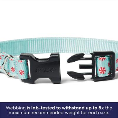 Show full view: Frisco Christmas Peppermint Print Dog Collar with Removable Bow, S: 10 to 14-in neck, 5/8-in wide slide 4 of 10