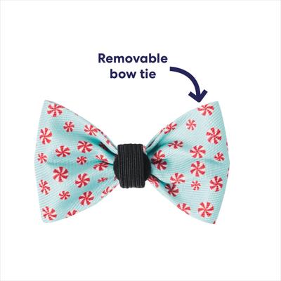 Show full view: Frisco Christmas Peppermint Print Dog Collar with Removable Bow, S: 10 to 14-in neck, 5/8-in wide slide 2 of 10