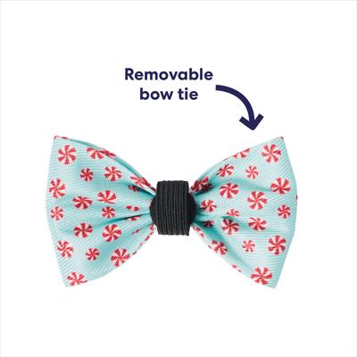 Show full view: Frisco Christmas Peppermint Print Dog Collar with Removable Bow, XS: 8 to 12-in neck, 5/8-in wide slide 2 of 10