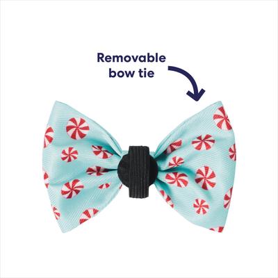 Show full view: Frisco Christmas Peppermint Print Dog Collar with Removable Bow, L/XL: 18 to 26-in neck, 1-in wide slide 2 of 10