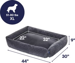 Frisco Velvet Quilted Bolster Cat & Dog Bed, Gray, X-Large slide 2 of 7