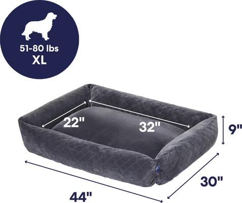 Show full view: Frisco Velvet Quilted Bolster Cat & Dog Bed, Gray, X-Large slide 2 of 8