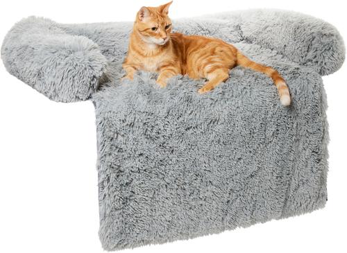 Show full view: Frisco Faux Long Fur Bolster Cat & Dog Couch Cover, Smoke Grey slide 3 of 8