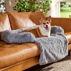 Frisco Faux Long Fur Bolster Cat & Dog Couch Cover, Smoke Grey