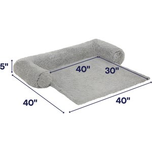 Frisco Faux Long Fur Bolster Cat & Dog Couch Cover, Smoke Grey