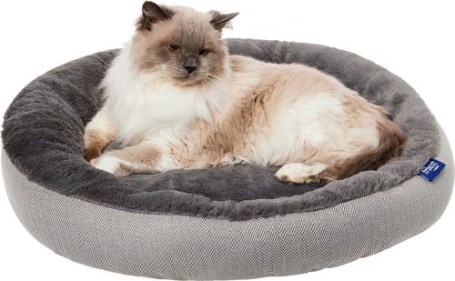 Show full view: Frisco Herringbone Hi-Low Cuddler Dog & Cat Bed, Grey, Small slide 3 of 10