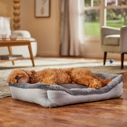 Frisco Herringbone Cuffed Cuddler Dog & Cat Bed, Grey, Large