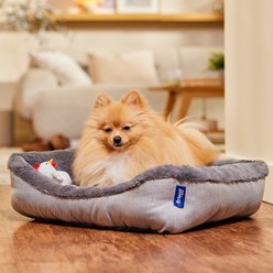 Frisco Herringbone Cuffed Cuddler Dog & Cat Bed, Grey, Small