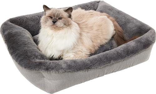 Show full view: Frisco Herringbone Cuffed Cuddler Dog & Cat Bed, Grey, Small slide 3 of 10