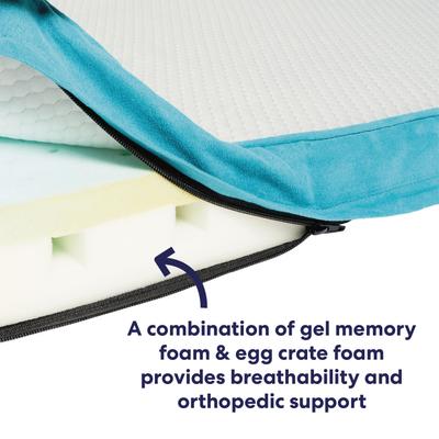 Show full view: Frisco Cooling Orthopedic Pillow Dog Bed with Removable Cover, Blue, X-Large slide 5 of 9