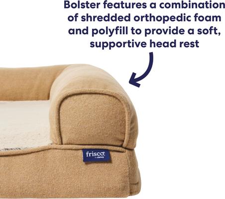 Show full view: Frisco Faux Felt Orthopedic Sofa Dog & Cat Bed with Removable Cover, Tan, XX-Large slide 4 of 8