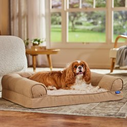 Frisco Faux Felt Orthopedic Sofa Dog & Cat Bed with Removable Cover, Tan, Medium