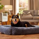 Frisco Velvet Quilted Bolster Cat & Dog Bed, Gray, X-Large