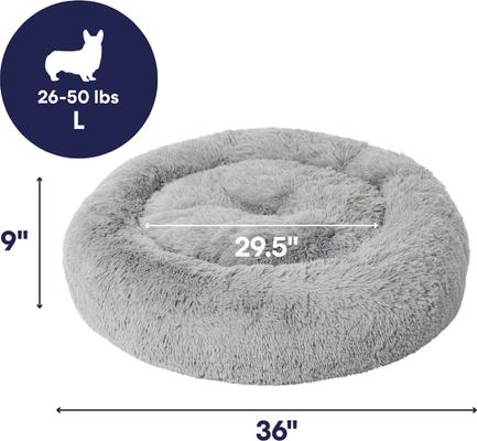 Show full view: Frisco Long Faux Fur Donut Cat & Dog Bed, Smoky Gray, Large slide 2 of 9