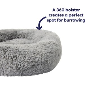 Frisco Long Faux Fur Donut Cat & Dog Bed, Smoky Gray, Small