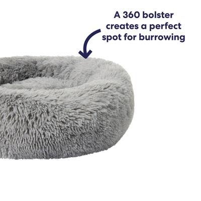 Show full view: Frisco Long Faux Fur Donut Cat & Dog Bed, Smoky Gray, Small slide 5 of 10
