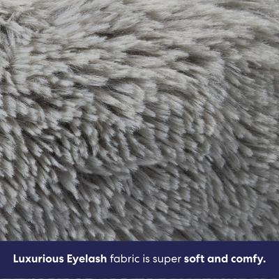 Show full view: Frisco Long Faux Fur Donut Cat & Dog Bed, Smoky Gray, Small slide 4 of 10