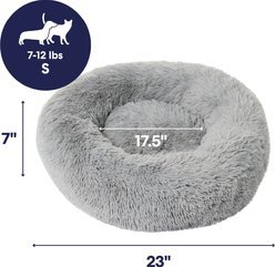 Frisco Long Faux Fur Donut Cat & Dog Bed, Smoky Gray, Small slide 2 of 9