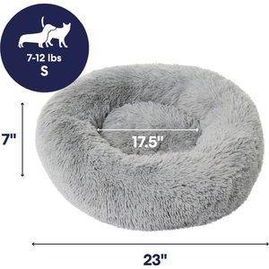 Frisco Long Faux Fur Donut Cat & Dog Bed, Smoky Gray, Small