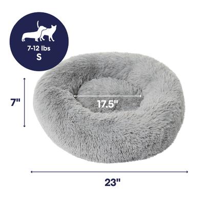 Show full view: Frisco Long Faux Fur Donut Cat & Dog Bed, Smoky Gray, Small slide 2 of 10
