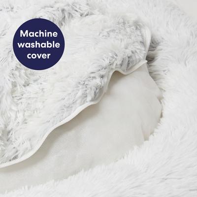 Show full view: Frisco Long Faux Fur Donut Cat & Dog Bed, Silver, Large slide 5 of 9