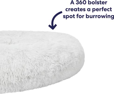 Show full view: Frisco Long Faux Fur Donut Cat & Dog Bed, Silver, Large slide 4 of 9