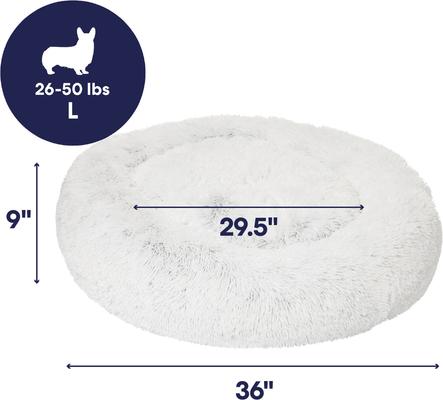 Show full view: Frisco Long Faux Fur Donut Cat & Dog Bed, Silver, Large slide 2 of 9