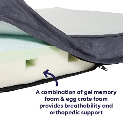 Show full view: Frisco Cooling Orthopedic Pillow Dog Bed with Removable Cover, Gray, Large slide 5 of 9