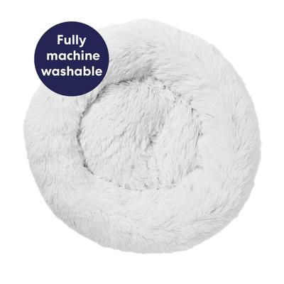 Show full view: Frisco Long Faux Fur Donut Cat & Dog Bed, Silver, Small slide 6 of 10