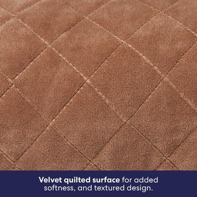 Show full view: Frisco Velvet Quilted Bolster Cat & Dog Bed, Beige, X-Large slide 3 of 8