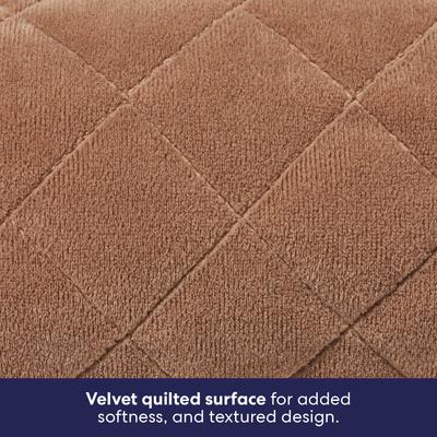 Show full view: Frisco Velvet Quilted Bolster Cat & Dog Bed, Beige, Medium slide 4 of 9