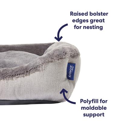 Show full view: Frisco Herringbone Cuffed Cuddler Dog & Cat Bed, Grey, Small slide 5 of 10