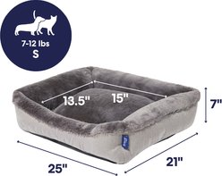 Frisco Herringbone Cuffed Cuddler Dog & Cat Bed, Grey, Small slide 2 of 9