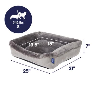 Show full view: Frisco Herringbone Cuffed Cuddler Dog & Cat Bed, Grey, Small slide 2 of 10