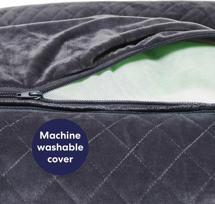 Show full view: Frisco Velvet Quilted Bolster Cat & Dog Bed, Gray, X-Large slide 5 of 8
