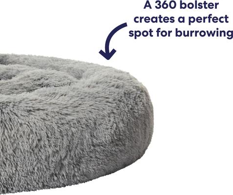 Show full view: Frisco Long Faux Fur Donut Cat & Dog Bed, Smoky Gray, Large slide 4 of 9