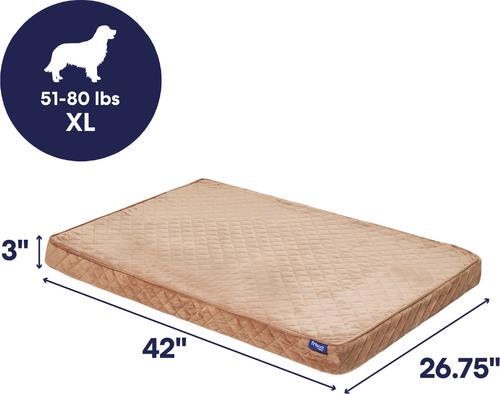 Show full view: Frisco Quilted Orthopedic Pillow Lounger Cat & Dog Bed with Removable Cover, Beige, X-Large slide 2 of 9