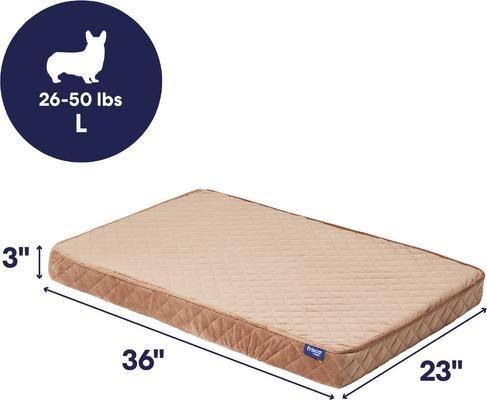 Show full view: Frisco Quilted Orthopedic Pillow Lounger Cat & Dog Bed with Removable Cover, Beige, Large slide 2 of 9