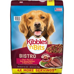 Kibbles 'n Bits Bistro Oven Roasted Beef, Spring Vegetable & Apple Flavor Dry Dog Food, 16-lb bag