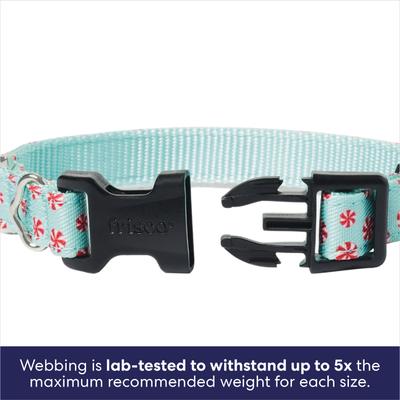 Show full view: Frisco Christmas Peppermint Print Dog Collar with Removable Bow, XS: 8 to 12-in neck, 5/8-in wide slide 4 of 10