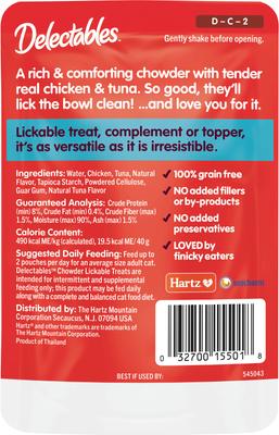 Show full view: Hartz Delectables Lickable Treat Chowder Chicken & Tuna Lickable Cat Treats, 1.4-oz, case of 12 slide 8 of 13