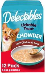 Hartz Delectables Chowder Chicken & Tuna Lickable Cat Treats, 1.4-oz, case of 12
