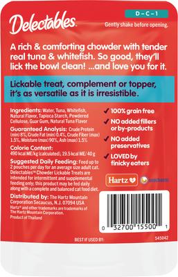 Show full view: Hartz Delectables Lickable Treat Chowder Tuna & Whitefish Lickable Cat Treats, 1.4-oz, case of 12 slide 8 of 13